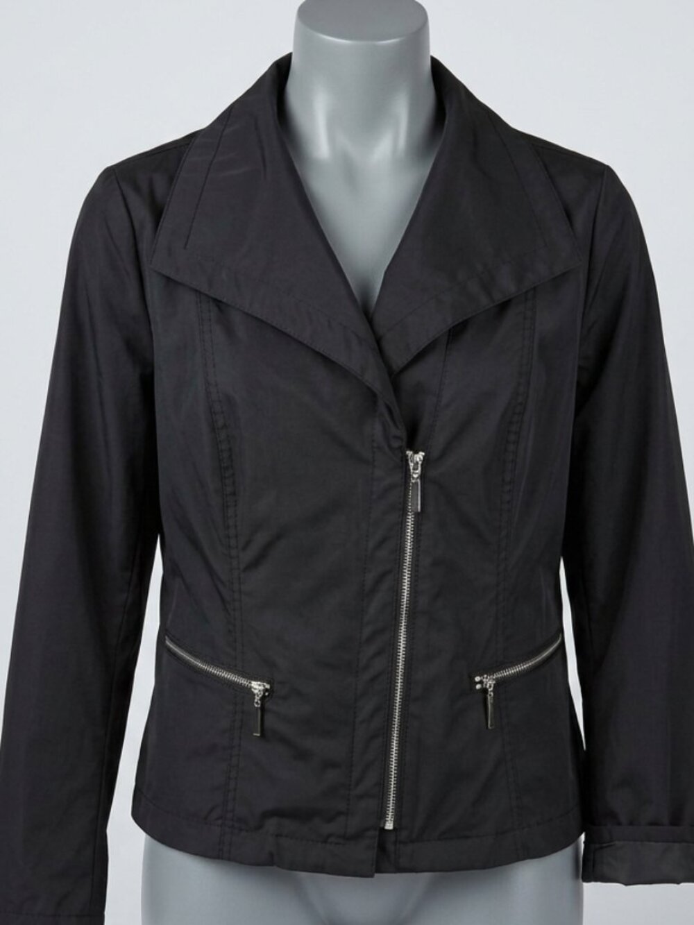 Chico's Carefree Chill Carlynn Black Windbreaker Jacket Women's Size 1